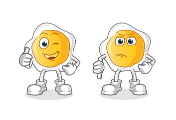 fried eggs thumbs up and thumbs down cartoon. cartoon mascot vector