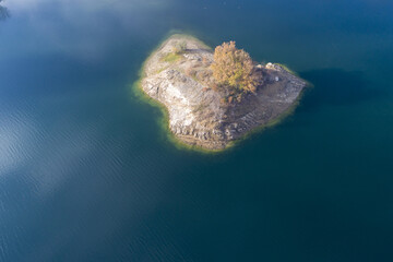 Aerial view of the jumping lake in Rieti, Italy