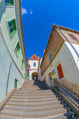 Fototapeta na wymiar Stairs Tower in perspective, Sibiu, Transylvania, Romania