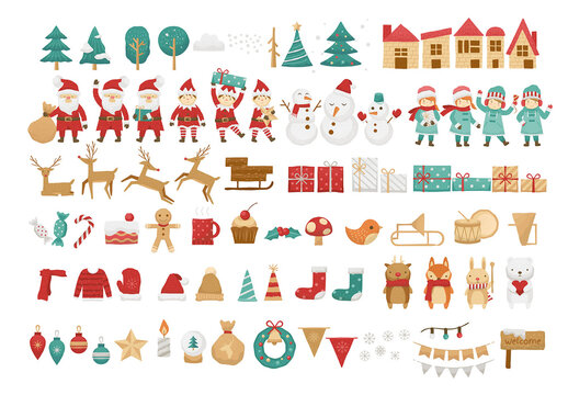 Christmas Vector Illustrations Collection Art Kit
