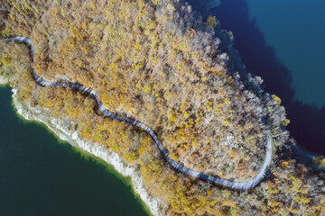 Aerial view of the jumping lake in Rieti, Italy
