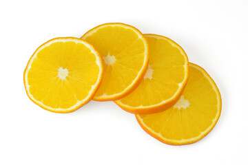 Ripe sweet oranges on a white background