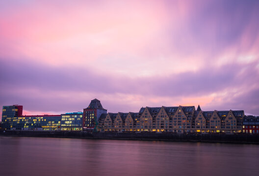 Rheinauhafen during sunset