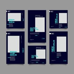 Set of Editable banner social media post and story template. Suitable for social media stories post and web mobile ads. Vector with photo collage	