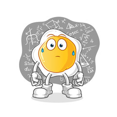 fried eggs thinking hard vector. cartoon character