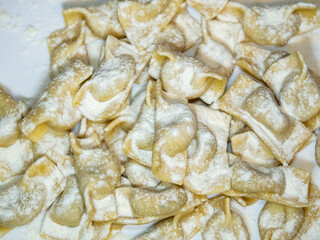A kind of ravioli, casoncelli, home made traditional food of the Bergamo area, Italy. Delicious Italian food