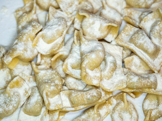 A kind of ravioli, casoncelli, home made traditional food of the Bergamo area, Italy. Delicious Italian food