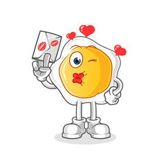 fried eggs hold love letter illustration. character vector
