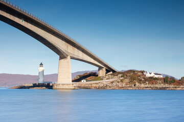 Fototapeta premium Kyleakin Lighthouse nestled beside Skye Bridge Scottish Highland and Islands
