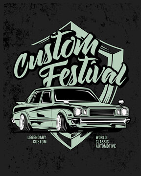 custom festival, classic car illustration