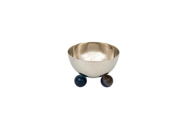silver bowl on white isolated