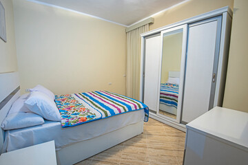 Interior design of double bedroom in house