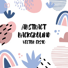 Abstract background in trendy style with botanical and geometric elements, textures. Natural earthy colors. 