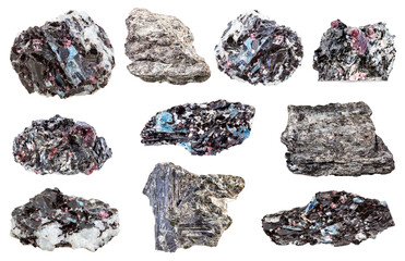 geological collection of natural samples of natural rocks with unpolished Biotite mineral isolated...