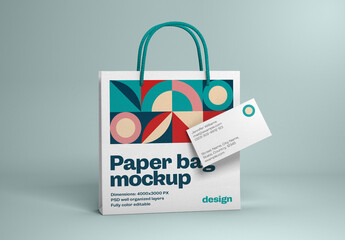 Paper Bag Branding Mockup with Business Cards