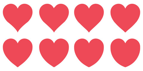 red heart contour vector love symbol Valentines day sign set heart shape, icon like social network instagram - obrazy, fototapety, plakaty