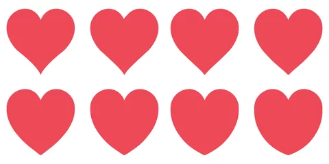 Foto op Plexiglas red heart contour vector love symbol Valentines day sign set heart shape, icon like social network instagram © brovarky