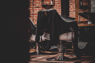 Old Barbershop armchair, modern hairdresser and hair salon, barber shop for men