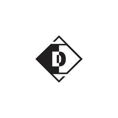 Letter D Geometrical Logo Negative Space Vector Design