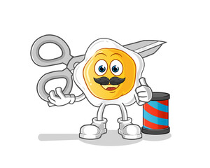 fried eggs barber cartoon. cartoon mascot vector
