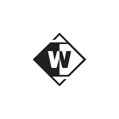 Letter W Geometrical Logo Negative Space Vector Design