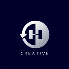 Circle Arrow Letter H Geometrical Logo Negative Space Vector Design