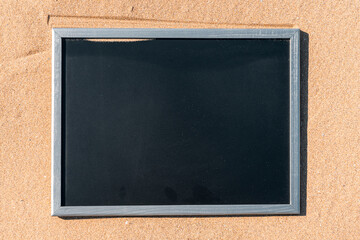 Dust heap beach texture on shore background. Pile desert sand isolated on black. Copy space of summer vacation and business travel concept.