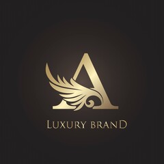 Luxury Letter A Logo Gold Monogram Feather Decorative Ornate Ornament Vector Design