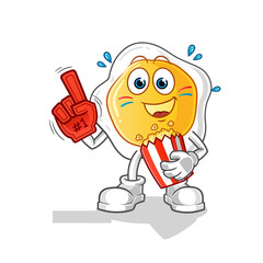 fried eggs fan with popcorn illustration. character vector