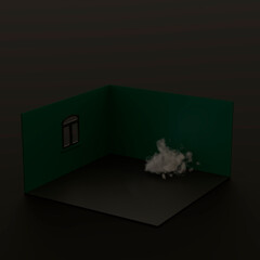 3d rendering composition with house and white cloud.