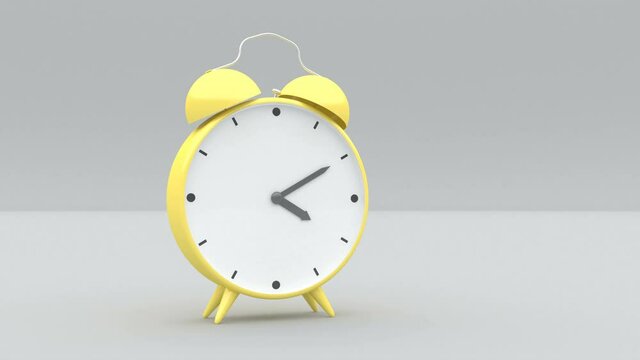 Color trend yellow clock on grey back Minimal idea concept 3d mockup stylish sample minimalistic cover footage 4k