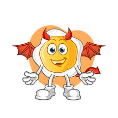 fried eggs demon with wings character. cartoon mascot vector
