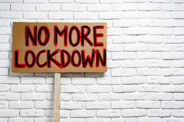 Fototapeta na wymiar Protestive placard against coronavirus lockdowns against wall