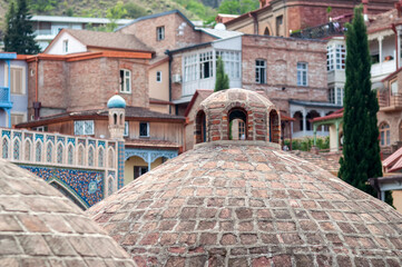 Fototapeta na wymiar Sulfur baths in the Abanotubani district in Tbilisi.
