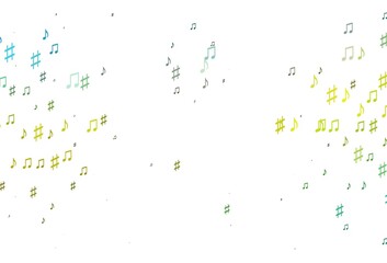 Light Blue, Yellow vector backdrop with music notes.