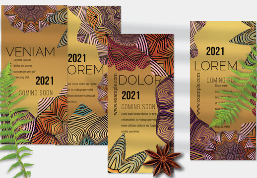 Flyer Layout with Ethnic Mandala Lace Flower Elements