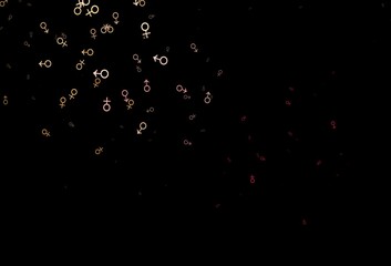 Dark pink, yellow vector texture with male, female icons.