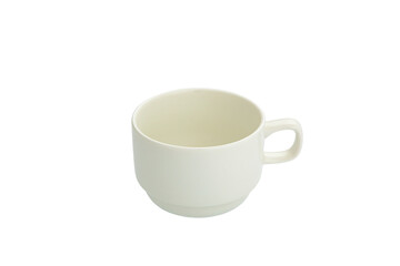 
White cups side view. On a white isolated background