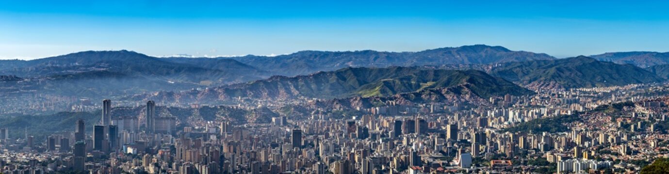 Panoramic view of Caracas city at morning from Los Venados. Venezuela