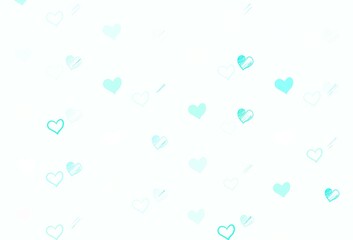 Light Green vector template with doodle hearts.