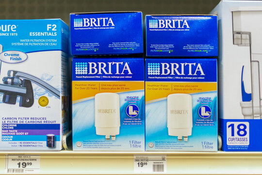 Brita branded water filters in a store shelf, Toronto, Canada