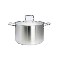 Steel pan side view. On a white isolated background
