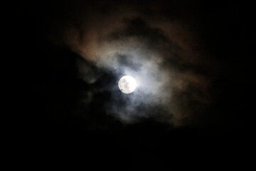 Naklejka na ściany i meble Vollmond am Nachthimmel. Thüringen, Deutschland, Europa -- Full moon in the night sky. Thuringia, Germany, Europe