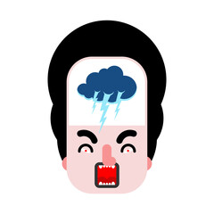 Thunder inside head. lightning in head. Bad mood