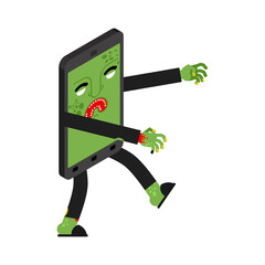 Zombie smartphone. Monster phone. Gadget Green walking dead