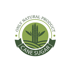 cane sugar production emblem isolated on white background