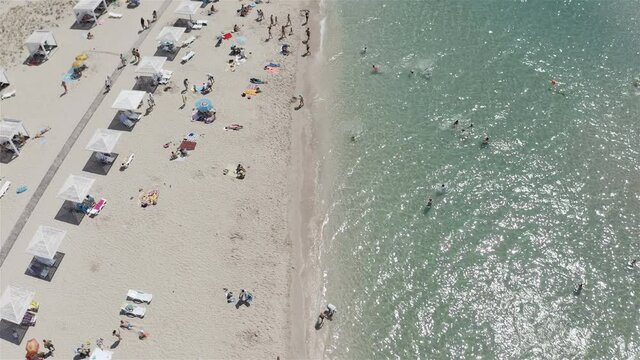 view from the copter to the sea coast on a Sunny day.