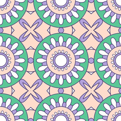 Ethnic seamless pattern vector. A symmetrical flower. Multicolored ornament.