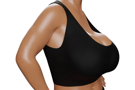 Young slim woman with big breasts in black sportswear cartazes para a  parede • posters ideal, figura, fascinação