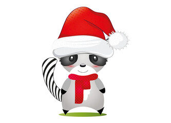 niedlicher Santa Claus Waschbär Cartoon